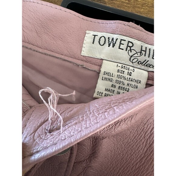 Tower Hill Collection Leather Pants Mauve Pink High Rise Size 14 - Picture 10 of 10